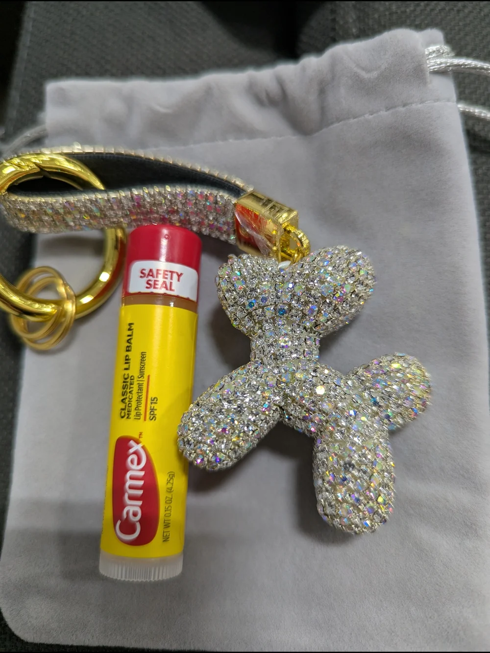 Crystal Rhinestone Balloon Dog Bag Charm NWOT